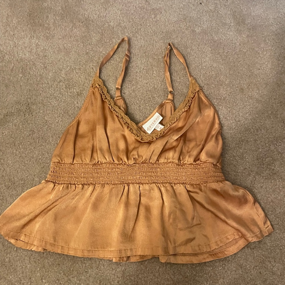 Silk Peplum Cami Top